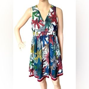 NWOT Tommy Hilfiger $199 Retail Tropical Multicolor, V-neck, Knee Length Croche…